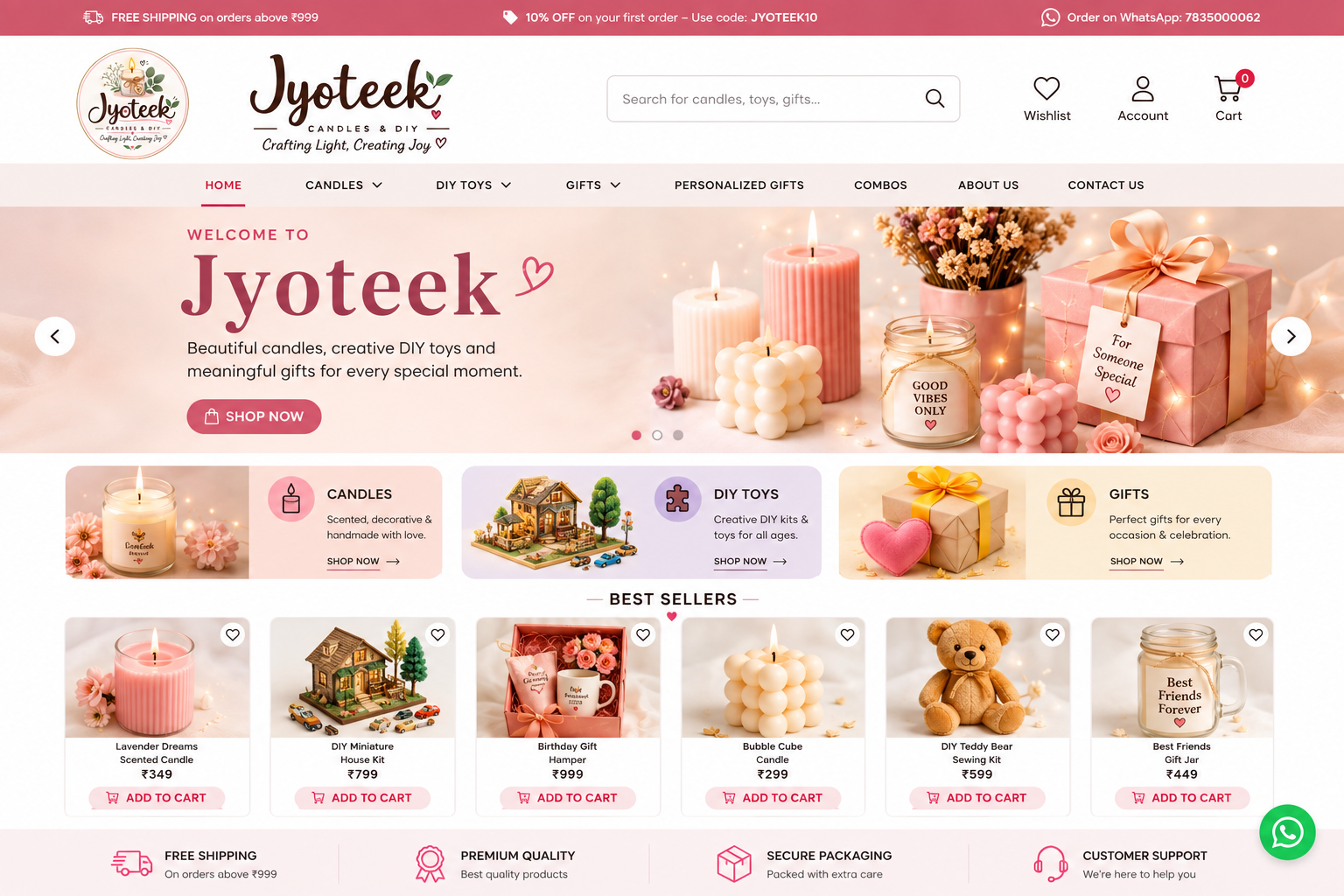 Jyoteek candles, DIY toys and gifts